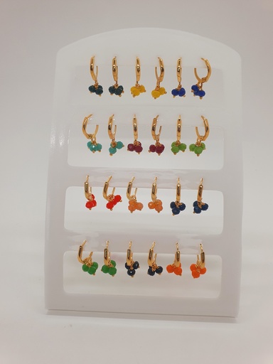 [IX000989] Golden Ring Earrings With Hanging Stones 