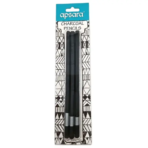 [IX2504521] Apsara 3 Charcoal Pencils Set Soft, Medium, Hard