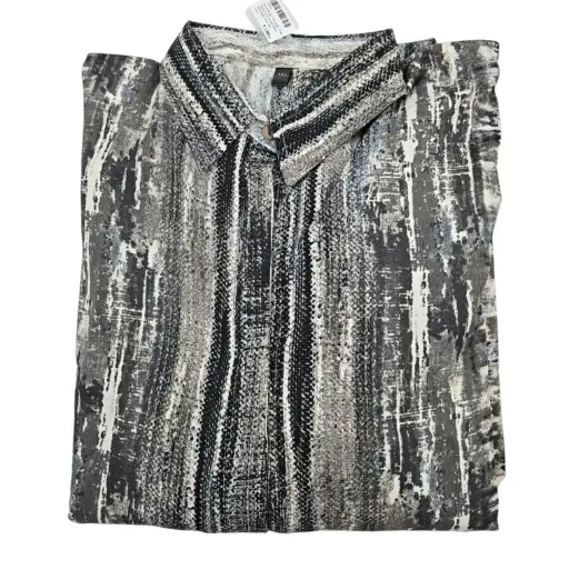 Denim Design Full Length Grey Printed Open Pardah Gown With Elastic Hand  