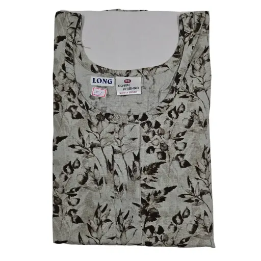 N-106 Printed Cotton Frock Nighty With Puff Sleeve