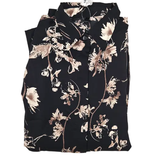 Abstract Painting Design Floral Printed Black Open Pardah Gown With Elastic Hand