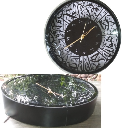 [IX2404502] Round Calligraphy Clock With Lights & Arabic Numbers 