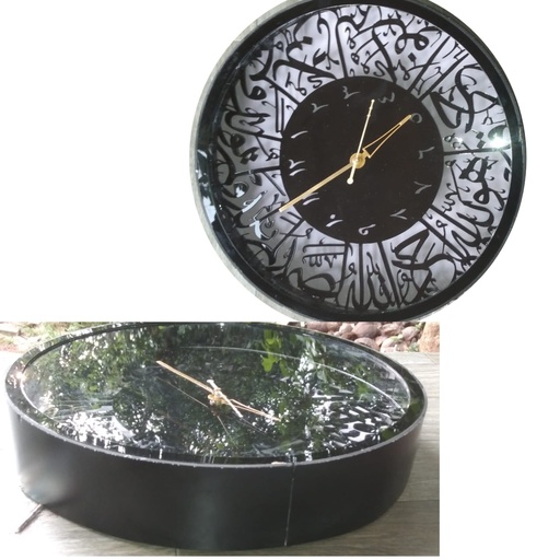 Round Calligraphy Clock With Lights & Arabic Numbers 