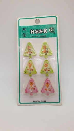 [IX001274] Triangle Cartoon Adhesive Hook 6 Pcs  
