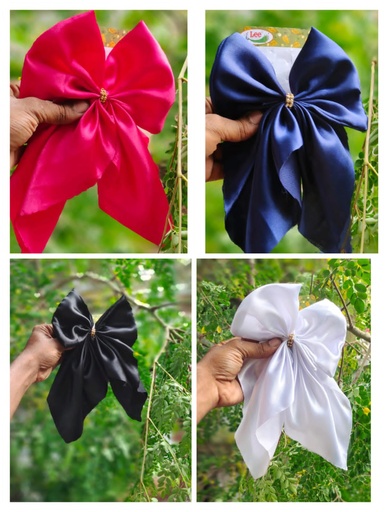 [IX2400873] Big Satin Cloth Hair Bow With Stone 