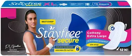 [IX001241] Stayfree Secure XL Pads Pack of 12 MRP 84