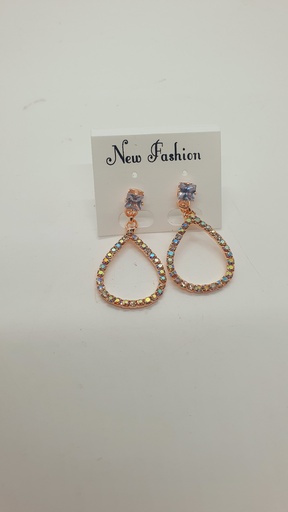 [IX000897] Fancy Rose Gold Stone Hanging Drop Shape Earring 