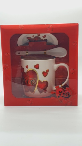 [IX2404451] Ceramic Combo Set Coffee Mug 250 ml With Saucer & Spoon